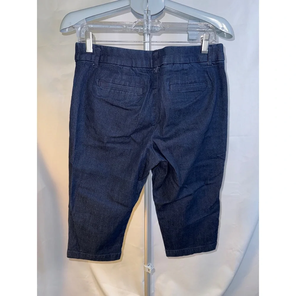 St Johns Bay Womens 10P Dark Wash Denim Capri Pants Petite Indigo Cropped Jeans